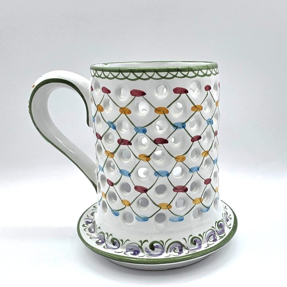 Hand Painted Taper Candle Holder R.C. & Cal Juncal Porto da Mos Ceramic Portugal